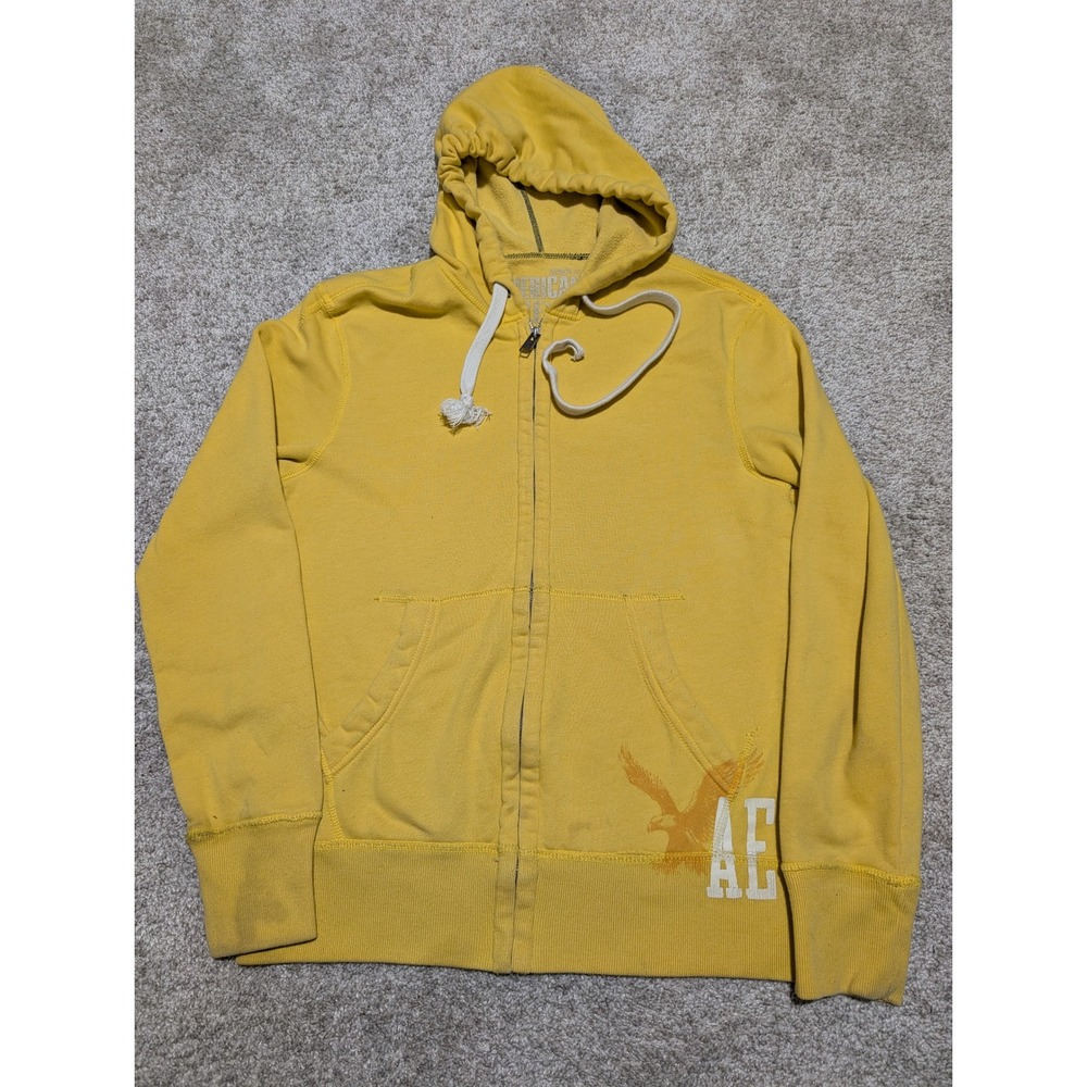 American Eagle Outfitters AE Zip Up Hoodie‎ Yellow Eagle Logo Men Size M